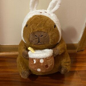 Capybara Brown Plush Toy with Bunny hat Ears NWOT